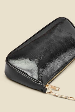 Black Patent Chain Handle Shoulder Bag -Opal & Oak Store web 2307 box a23ac006bk0001 c