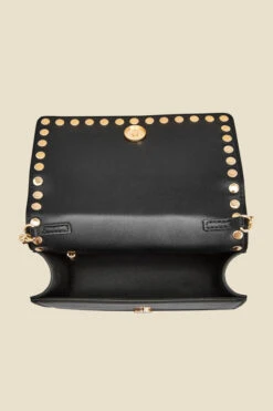 Black Stud Detail Clutch Bag With Detachable Strap -Opal & Oak Store web 2307 box a23ac010bk0001 d