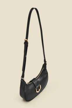 Black Snake Hoop Clasp Scoop Longline Shoulder Bag -Opal & Oak Store web 2307 box a23ac012bk0001 b