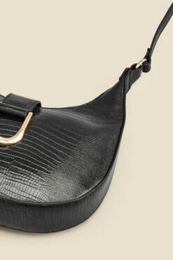 Black Snake Hoop Clasp Scoop Longline Shoulder Bag -Opal & Oak Store web 2307 box a23ac012bk0001 c