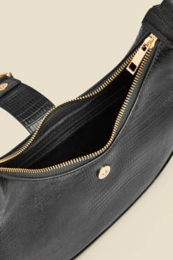 Black Snake Hoop Clasp Scoop Longline Shoulder Bag -Opal & Oak Store web 2307 box a23ac012bk0001 d