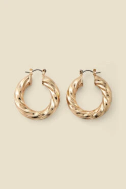 Gold Twist Detail Hoop Earrings