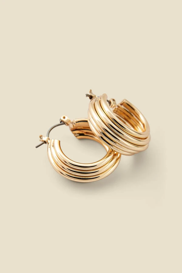 Gold Ridged Hoop Earrings 1 Gold Ridged Hoop Earrings