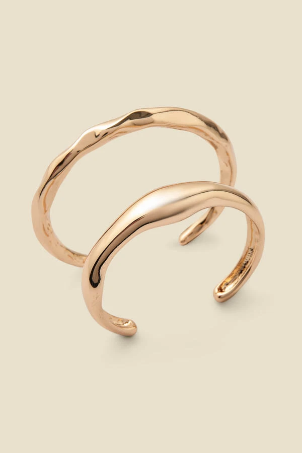 Gold Set Of Two Bangle Bracelets 3 Gold Set Of Two Bangle Bracelets - Image 3