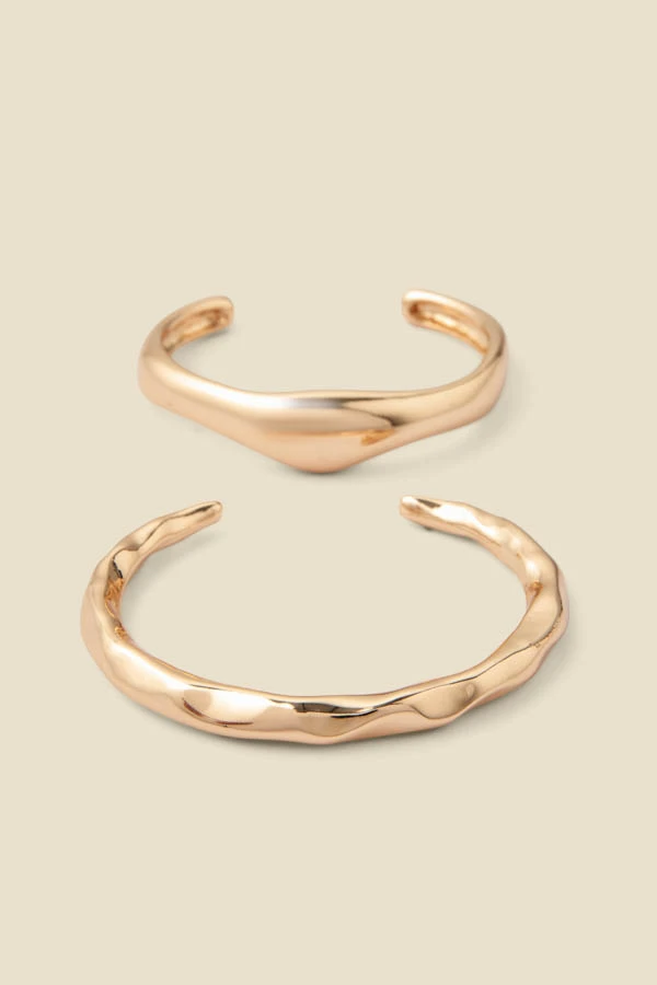 Gold Set Of Two Bangle Bracelets 2 Gold Set Of Two Bangle Bracelets - Image 2