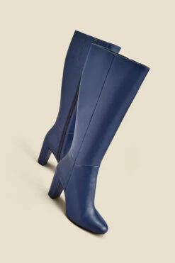 Blake Navy Blue Leather Knee High Boot -Opal & Oak Store web 2307 box a23fw004pt0009 b