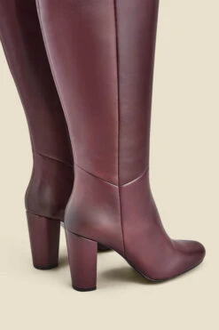 Blake Burgundy Leather Zip Knee High Boot -Opal & Oak Store web 2307 box a23fw004rd0005 b