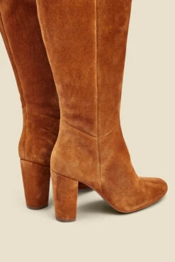 Blake Tan Suede Zip Knee High Boot -Opal & Oak Store web 2307 box a23fw005bn0012 b