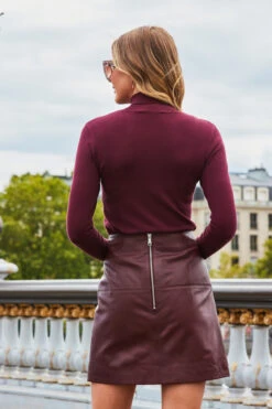 Wine Leather A-Line Skirt -Opal & Oak Store web 2308 01 a22sl002rd0011 a20tk008rd0011 01 351