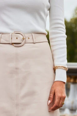 Ecru Leather A-Line Midi Skirt -Opal & Oak Store web 2308 02 a23sl002eu0001 02 200 rt