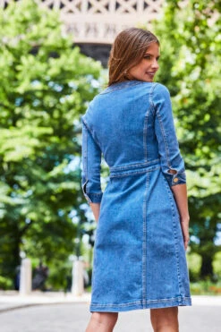 Mid Blue Button Front Pocket Detail Denim Dress 8 Mid Blue Button Front Pocket Detail Denim Dress -Opal & Oak Store web 2308 122 a23dd003be0007 122 248