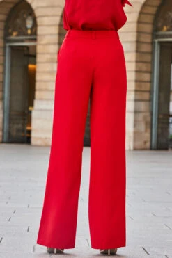 Red High Waisted Wide Leg Trousers -Opal & Oak Store web 2308 32 a23tw093rd0021 a22bw006rd0001 32 245
