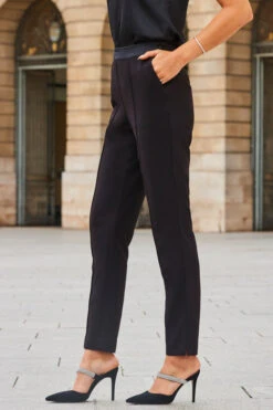 Black Satin Waistband Tuxedo Trousers -Opal & Oak Store web 2308 33 a23bw001bk0001 a23ow033bk0001 33 284