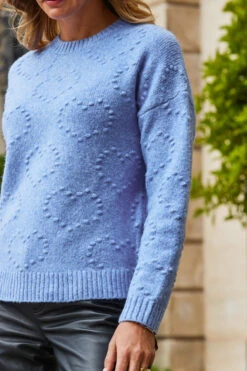 Soft Blue Heart Detail Knit Jumper -Opal & Oak Store web 2308 45 s22tk613be0010 45 251 rt