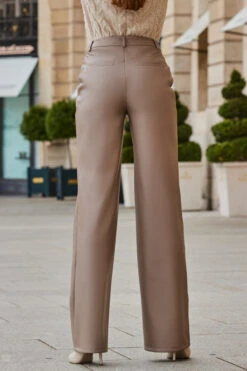 Taupe Faux Leather Wide Leg Trousers 8 Taupe Faux Leather Wide Leg Trousers -Opal & Oak Store web 2308 91 s23bp001bn0003 a23tk964nl0003 91 176
