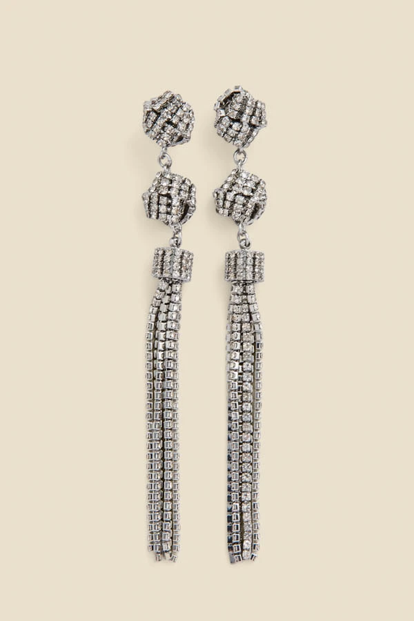 Silver Triple Knot Detail Drop Earrings 1 Silver Triple Knot Detail Drop Earrings