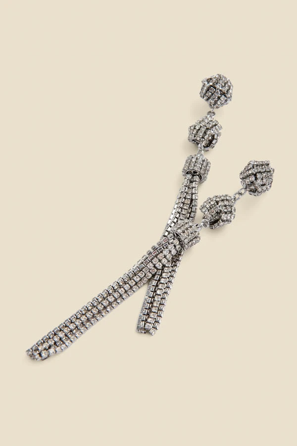 Silver Triple Knot Detail Drop Earrings 2 Silver Triple Knot Detail Drop Earrings - Image 2