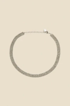 Silver Rhinestone Choker Necklace