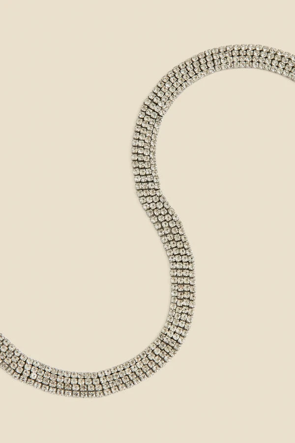 Silver Rhinestone Choker Necklace 2 Silver Rhinestone Choker Necklace - Image 2