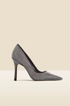 Silver Sparkling Diamante WOW Court Shoes -Opal & Oak Store web 2308 box a23fw076mc0005 a