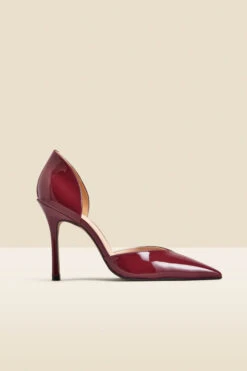 Wine Patent Leather Sweetheart Court Shoe -Opal & Oak Store web 2308 box a23fw077rd0011 a