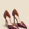 Wine Patent Leather Sweetheart Court Shoe