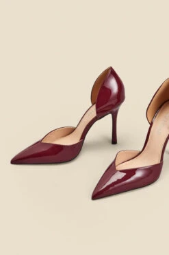 Wine Patent Leather Sweetheart Court Shoe -Opal & Oak Store web 2308 box a23fw077rd0011 c