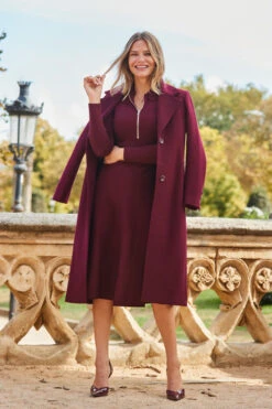 Burgundy Premium Longline Wool Mix Coat -Opal & Oak Store web 2309 04 a23dk290rd0011 04 198 1