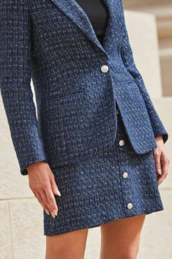 Navy Blue Boucle Blazer -Opal & Oak Store web 2309 105 a23ow055be0003 a23sw010be0003 105 228 1