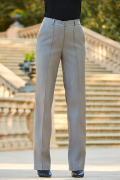 Grey Faux Leather Wide Leg Trousers -Opal & Oak Store web 2309 144 a23ow015gy0003 144 448