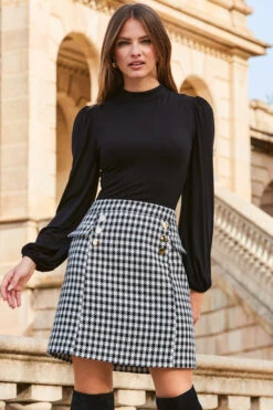 Black & White Dogtooth Two Part Dress 8 Black & White Dogtooth Two Part Dress -Opal & Oak Store web 2309 166 a23dj062bkwe01 166 100