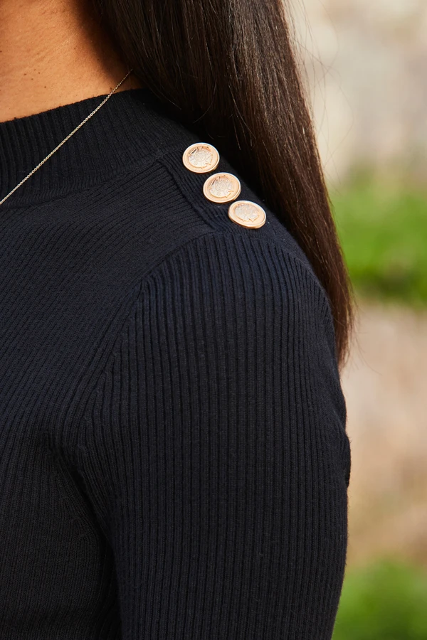 Black Button Detail Two Part Faux Leather Dress 5 Black Button Detail Two Part Faux Leather Dress - Image 5