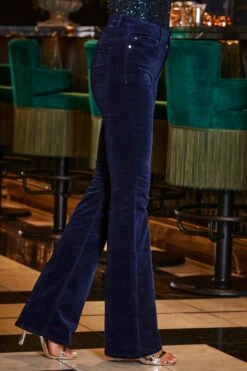 Midnight Blue Velvet Kick Flare Jeans -Opal & Oak Store web 2309 227 a20tw003bl0001 a22bd009be0028 227 116