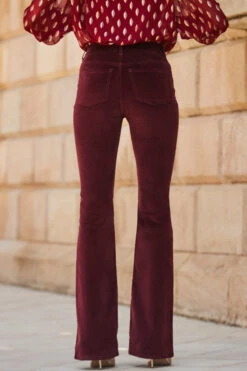 Wine Velvet Kick Flare Jeans -Opal & Oak Store web 2309 22 a23tw109rd0021 a22bd009rd0011 22 300
