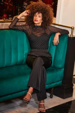 Black Satin Wide Leg Trousers -Opal & Oak Store web 2309 235 a23bw023bk0001 a23tj060bk000 235 007 1