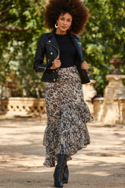 Black Leather Biker Jacket With Gold Button Detail -Opal & Oak Store web 2309 24 s23sw027bran01 a23ol002bk0001 a22tk530bk0001 24 145 1