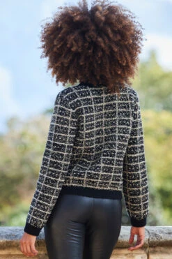 Black & Gold Metallic Fleck Premium Chic Cardigan -Opal & Oak Store web 2309 27 a23tk284bk0001 a22bl004bk0001 27 221