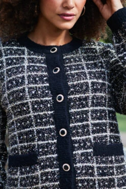 Black & Gold Metallic Fleck Premium Chic Cardigan -Opal & Oak Store web 2309 27 a23tk284bk0001 a22bl004bk0001 27 232