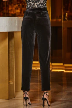 Black Luxury Velvet Tapered Trousers -Opal & Oak Store web 2309 39 a23ow061bk0001 a23bw036bk0001 a23tw066bk0001 39 019