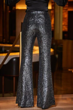 Pewter Sequin Kick Flare Trousers 11 Pewter Sequin Kick Flare Trousers -Opal & Oak Store web 2309 40 a23ow061bk0001 a23bw008be0028 a23tw045bk0001 40 133