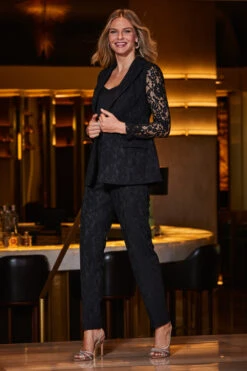 Black Premium Lace Detail Tuxedo Trousers