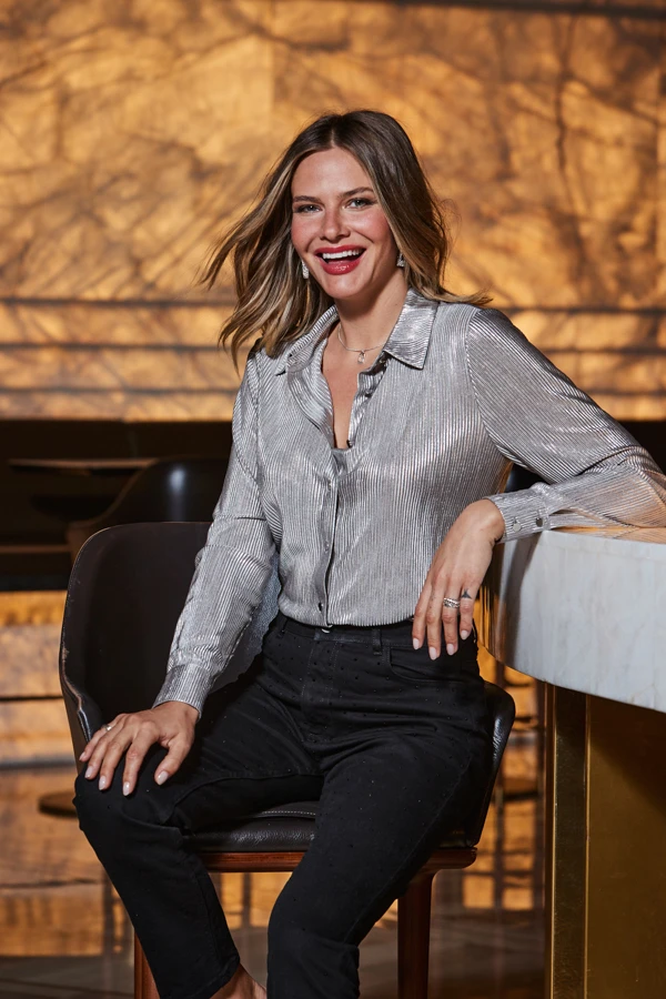 Silver Luxe Metallic Plisse Shirt 3 Silver Luxe Metallic Plisse Shirt - Image 3