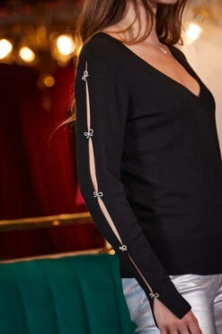 Black Cut Out Bow Sleeve Jumper -Opal & Oak Store web 2309 57 a23ow078bk0001 a23ol009bk0001 a23tk116bk0001 a23bd012mc0005 57 433