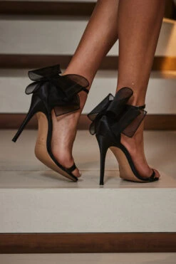 Black Stunning Bow Detail Stiletto Sandal -Opal & Oak Store web 2309 61 a23dw033bk0001 61 110