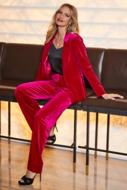 Raspberry Pink Velvet Wide Leg Trousers -Opal & Oak Store web 2309 67 a23bw018pk0026 a23ow051pk0026 67 034 2 1
