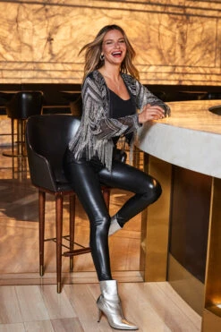 Black Popper Detail Faux Leather Leggings -Opal & Oak Store web 2309 69 a23tw003bk0001 69 011 1