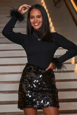 Black Statement Sequin Skirt