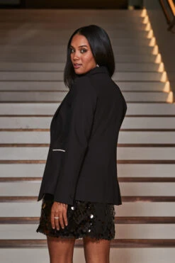 Black Premium Diamante Pocket Trim Tuxedo Blazer -Opal & Oak Store web 2309 85 a22ow035bk0001 a23sw001bk0001 a23tk285bk0001 85 155 1