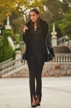 Black Faux Leather Coat With Faux Fur Trim -Opal & Oak Store web 2309 88 a23op007bk0001 a23bj002bk0001 a20tk001bk0001 88 013