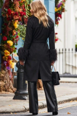 Black Luxe Faux Suede & Fur Afghan Coat -Opal & Oak Store web 2310 05 a23op002bk0001 a20tk008bk0001 s23bp001bk0001 05 066